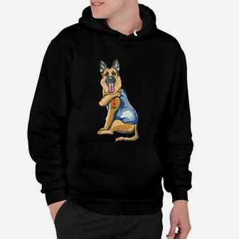 German Shepherd Dog Tattoo I Love Dad Hoodie - Seseable