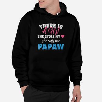 Grandpa Gifts Girl Stole My Heart Calls Me Papaw Hoodie - Seseable