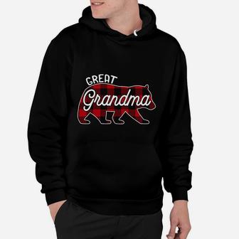 Great Grandma Bear Red Buffalo Plaid Family Hoodie - Seseable