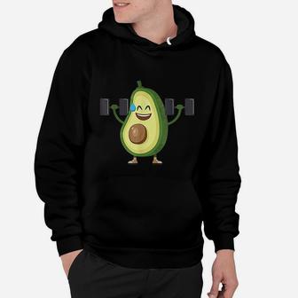 Happy Avocado Lifting Weights Workout Funny Hoodie - Seseable