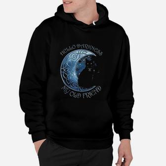 Hello Darkness My Old Friend Funny Cat Moon Hoodie - Seseable
