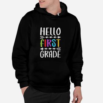Hello First Grade 1st Grade Teacher Student Hoodie - Seseable