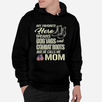 Hero Wears Dog Tags Combat Boots Proud Army Mom Mother Gift Hoodie - Seseable