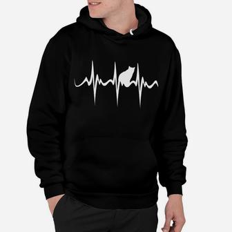 Herzschlag Berge Hoodie, Unisex Schwarz mit Bergsilhouette Design - Seseable