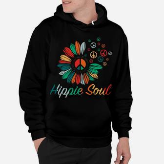 Hippie Soul Sunflower Colorful Peace Sign Hippie Gift Hoodie - Seseable