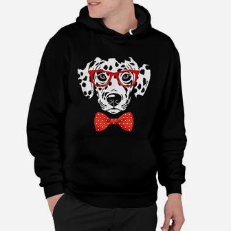 Hipster Dog Dalmatian Wearing Glasses Hoodie - Seseable