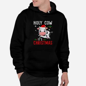 Holy Cow Its Christmas Farmer Cow Christmas Hoodie - Seseable