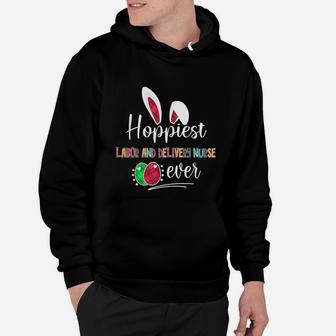 Hoppiest Labor And Delivery Nurse Ever Bunny Ears Buffalo Plaid Easter Nursing Job Title Hoodie - Seseable