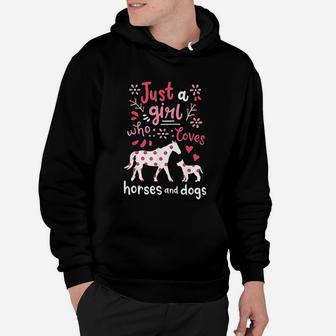Horse Dog Just A Girl Horses And Dogs Hoodie - Seseable