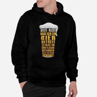 Humorvolles Bierfreunde Hoodie Bier befreit Spruch, Schwarz - Seseable