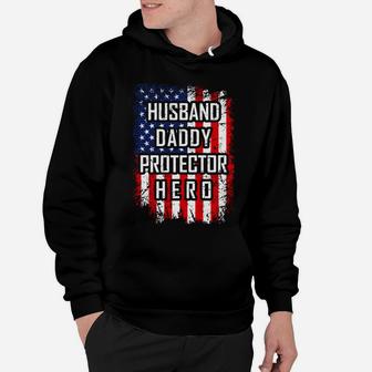 Husband Daddy Protector Hero Shirt For Dad American Flag Hoodie - Seseable