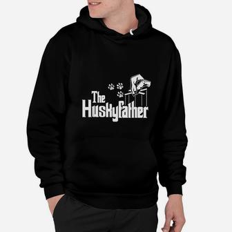 Husky Father Dog Dad Puppy Paw Print Fun Animal Fathers Day Hoodie - Seseable