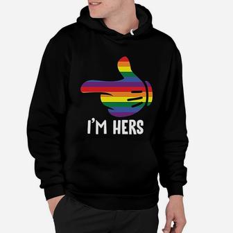 I Am Hers Rainbow Lesbian Couple Funny Lgbt Pride Matching Hoodie - Seseable