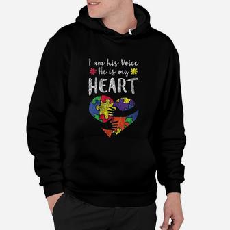 I Am His Voice Mom Dad Family Autistic Kids Awareness Hoodie - Seseable