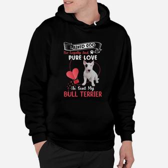I Asked God For Loyalty And Pure Love He Sent My Bull Terrier Funny Dog Lovers Hoodie - Seseable
