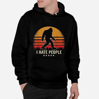 I Hate People Bigfoot Sasquatch Retro Vintage Hoodie - Seseable