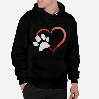 I Heart Love Dogs Cats Paw Hoodie - Seseable