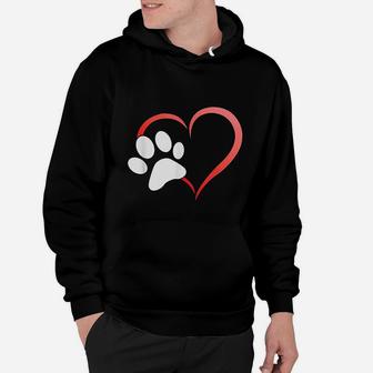 I Heart Love Dogs Cats Paw Print Gift Dog Cat Lovers Hoodie - Seseable