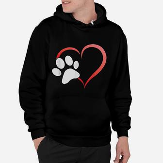 I Heart Love Dogs Cats Paw Print Hoodie - Seseable