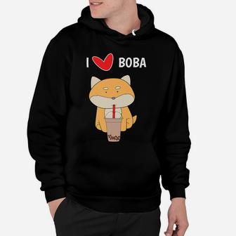 I Love Boba Funny Corgi Dog Bubble Tea Cute Hoodie - Seseable