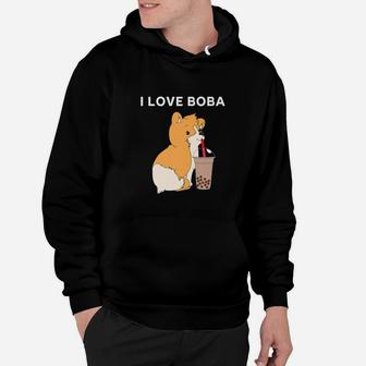 I Love Boba Funny Corgi Dog Bubble Tea Lover Gift Hoodie - Seseable