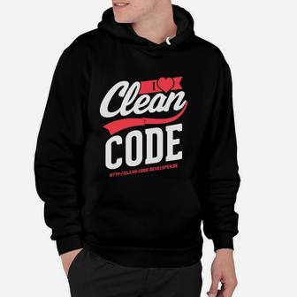 I Love Clean Code Entwickler Hoodie, Programmierer Tee in Schwarz - Seseable