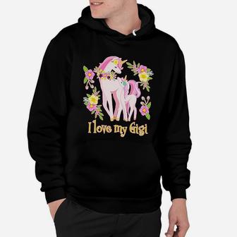 I Love My Gigi Unicorn With Pink And Yellow Flowers Hoodie | Seseable UK
