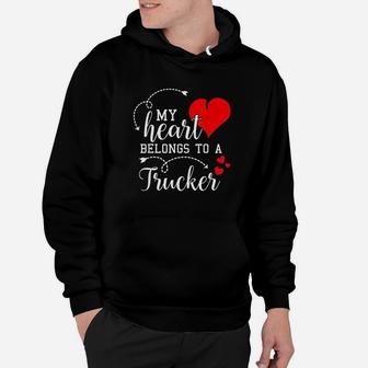 I Love My Trucker Husband Wife Gifts Valentines Day Hoodie - Seseable