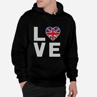 I Love The United Kingdom British Flag Heart Hoodie - Seseable