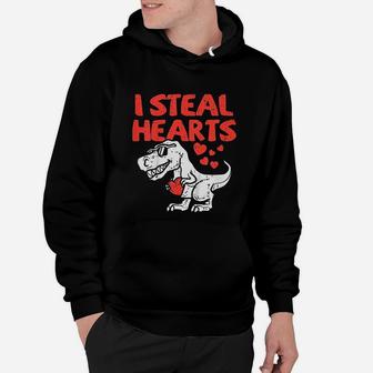 I Steal Hearts Trex Dino Cute Baby Boy Valentines Day Gift Hoodie - Seseable