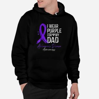 I Wear Purple For My Dad Alzheimers Disease Awareness Hoodie - Seseable