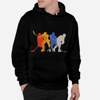 Ice Hockey Design Featuring Hockey Players Silhouettes Hoodie - Seseable