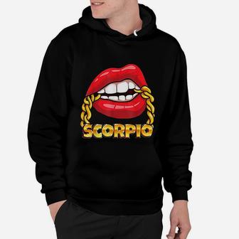 Juicy Lips Gold Chain Scorpio Zodiac Sign Hoodie - Seseable