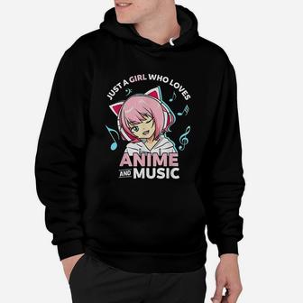 Just A Girl Who Loves Anime And Music Women Anime Hoodie - Seseable