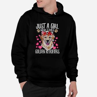 Just A Girl Who Loves Golden Dog Lover Dad Mom Hoodie - Seseable