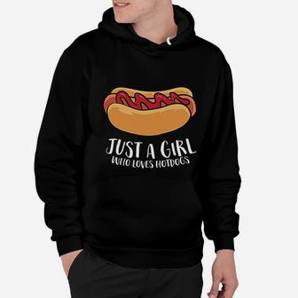 Just A Girl Who Loves Hotdogs Funny Hot Dog Girl Hoodie - Seseable