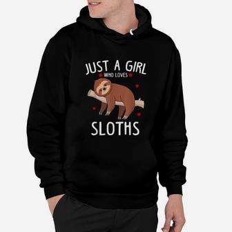Just A Girl Who Loves Sloths Funny Cute Sloth Hoodie - Seseable