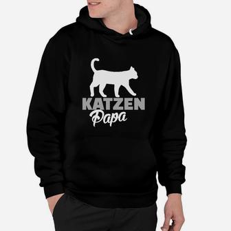 Katzen Papa Schwarzes Hoodie mit Silhouette-Design, Tee für Katzenliebhaber - Seseable