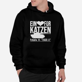 Katzenliebhaber Hoodie Panzer Tiger II, Herz für Katzen Design - Seseable