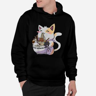 Kawaii Neko Cat Ramen Bowl Anime Japanese Noodles Hoodie - Seseable