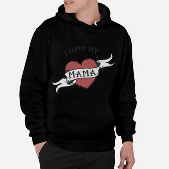 Kids I Love My Mama Heart Tattoo Mothers Day Graphic Hoodie - Seseable