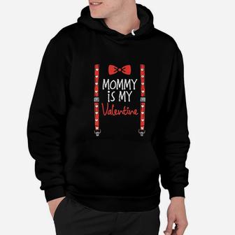 Kids Red Mommy My Valentine Suspenders Valentines Day Boys Gift Hoodie - Seseable
