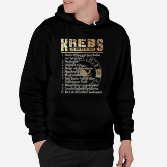 Krebs Sternzeichen Hoodie mit goldfarbenen Eigenschaften, Geburtstag - Seseable