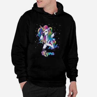 Kyra Name Personalized Custom Rainbow Unicorn Dabbing Hoodie - Seseable