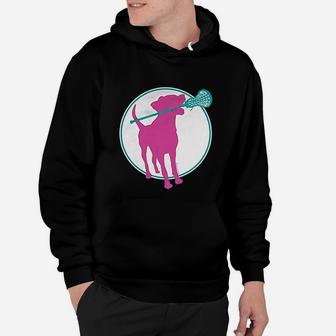 Lacrosse Dog With Girl Stick Hoodie - Seseable