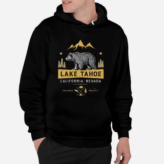 Lake Tahoe California Nevada Vintage Bear Hoodie - Seseable