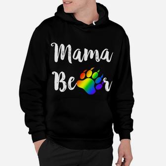 Lesbian Mama Bear Lesbian Mom Gay Pride Rainbow Paw Hoodie - Seseable