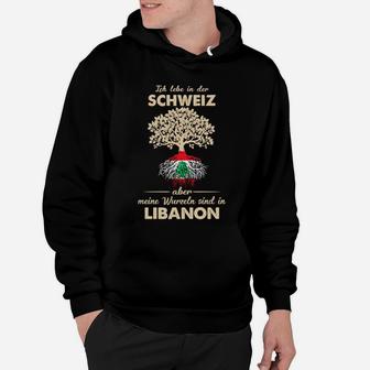 Libanon Wurzeln Hoodie mit Baum, Ich Lebe in der Schweiz Motiv - Seseable