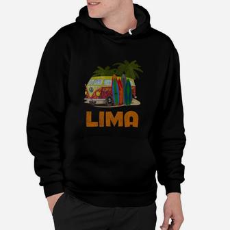 Lima Peru Retro Surfing Distressed T-shirt Hoodie - Seseable
