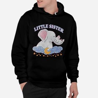 Little Sister Cute Elephants With Moon And Stars Hoodie - Seseable